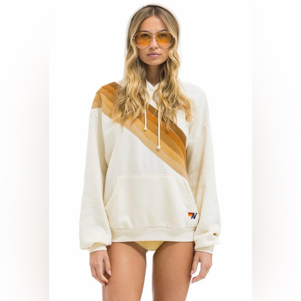 Aviator Nation NWT Cross Stripe Relaxed Pullover Hoodie